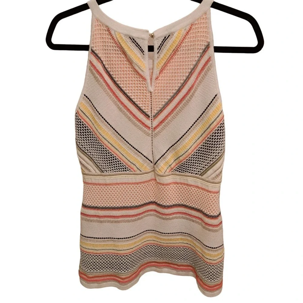 White House Black Market High Neck Halter Style Multicolored Top Size S - Picture 4 of 4